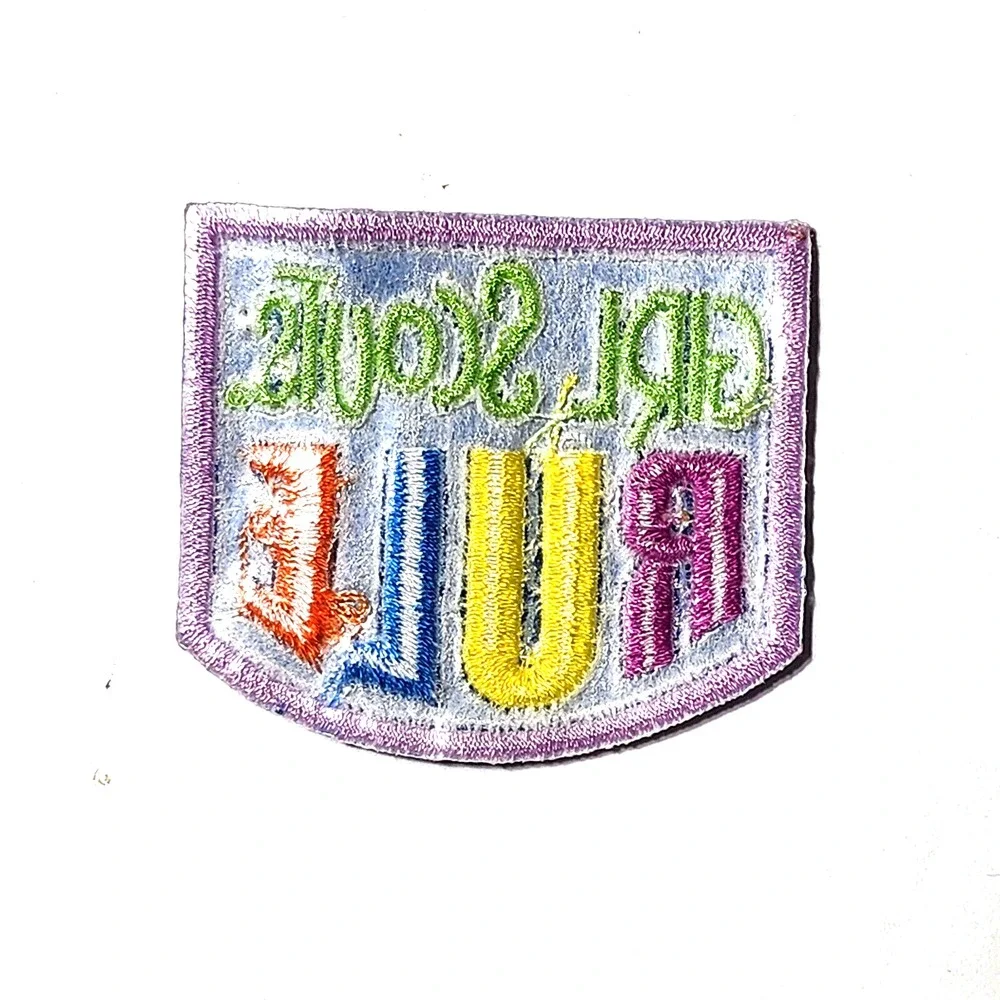 Girl Scouts Rule Patch Rainbow Colors Embroidered Shield Shape 2 Inch